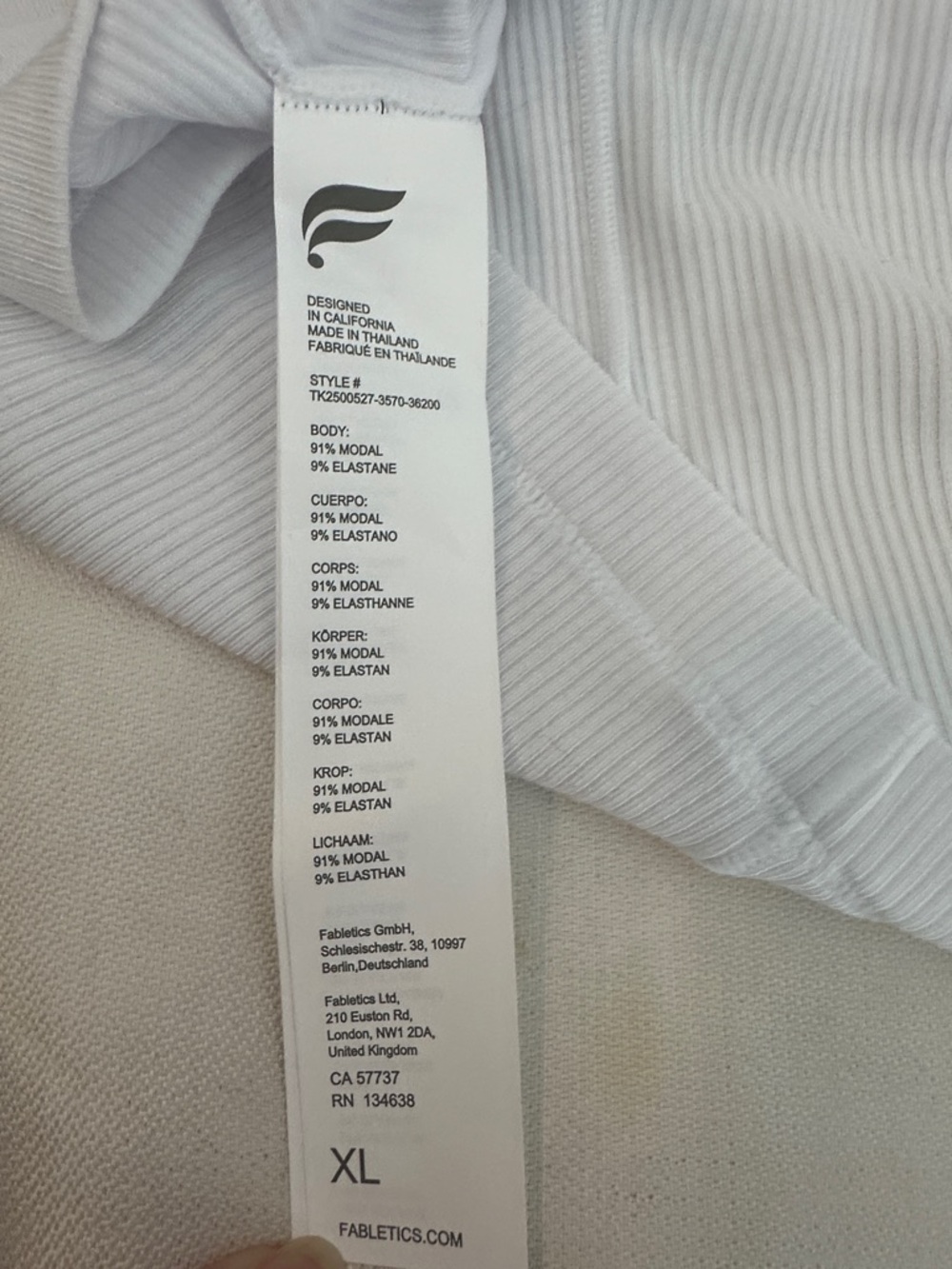 Fabletics White Ribbed V-Neck Tank with Racerback - Picture 4 of 6